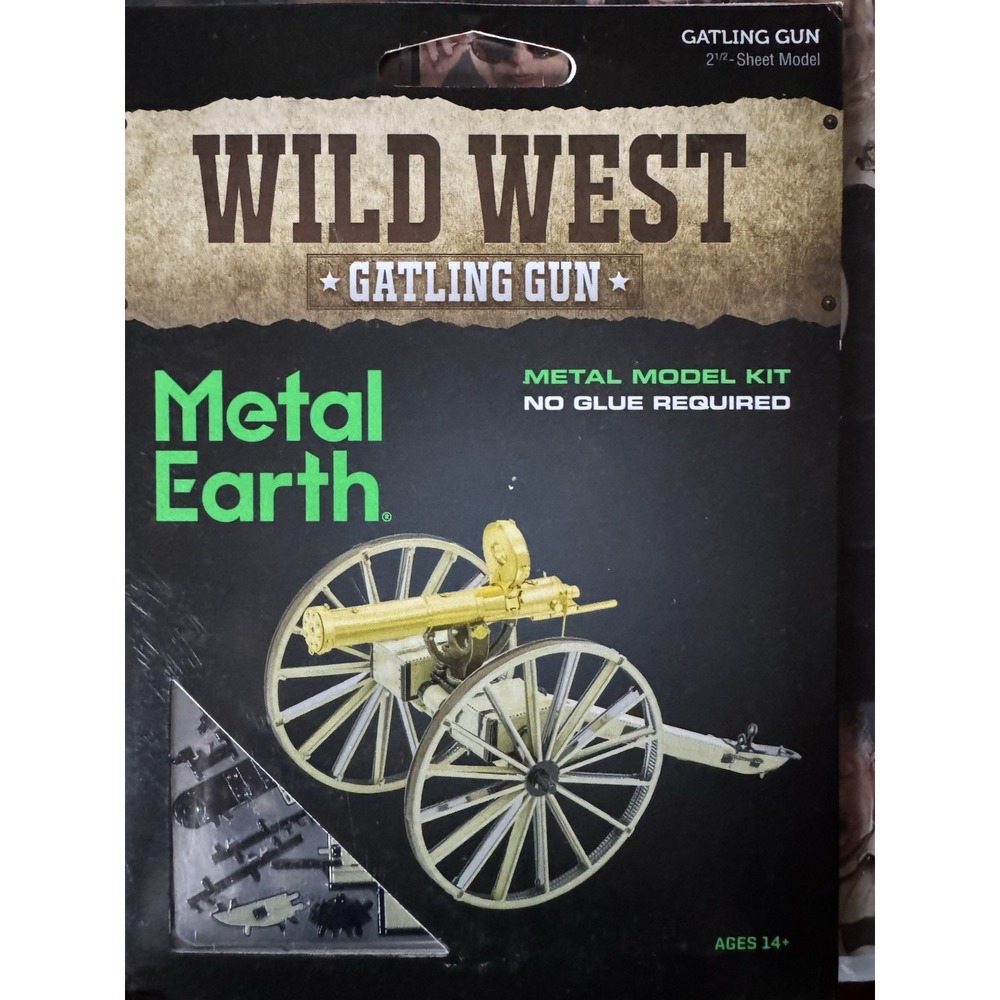 Fascinations Metal Earth Wild West Gatling Gun 3D Metal Model Kit NEW UNOPENED